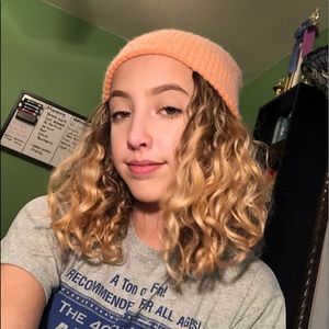 Orange angora beanie